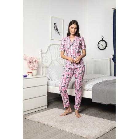 Pijama roz cu maneca scurta 100%bumbac